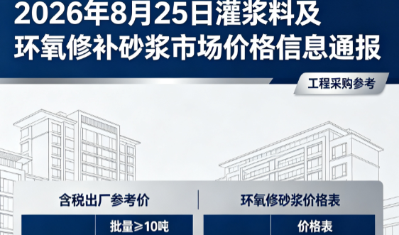 富平2026年8月25日灌浆料及环氧修补砂浆市场价格信息通报